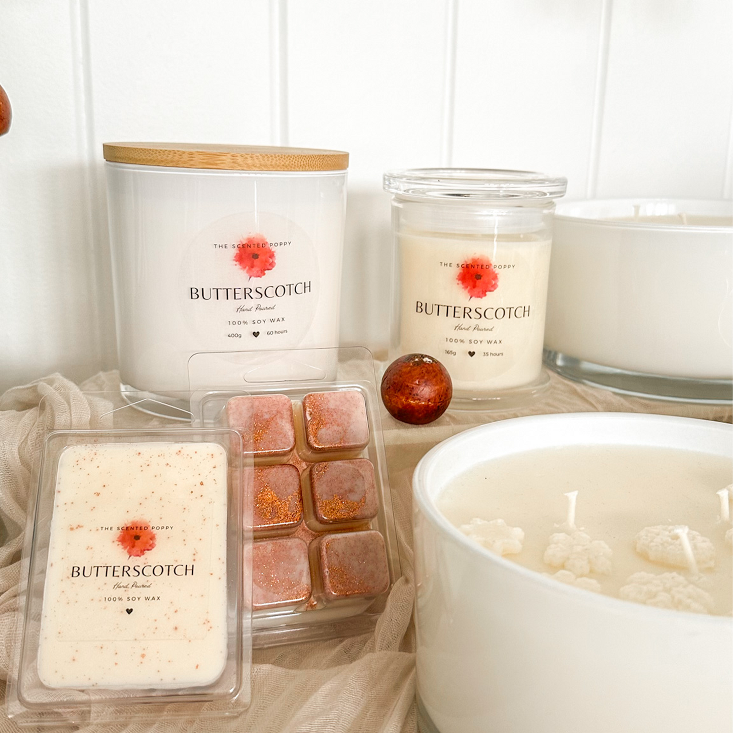 Triple-scented 100% Soy Candle Collection in Butterscotch