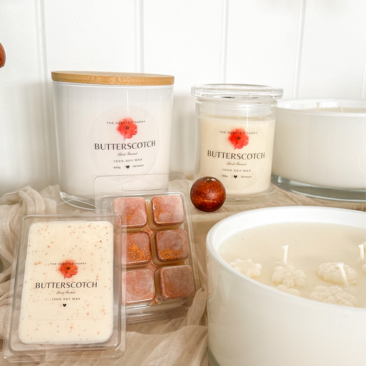 Butterscotch Triple Scented 100% soy Candle Collection