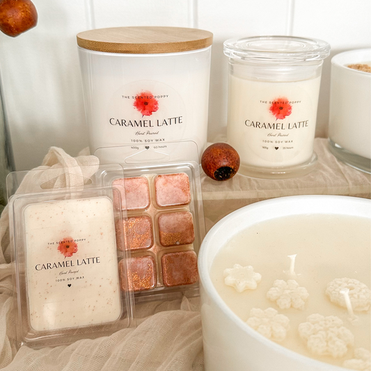 Caramel Latte Triple Scented 100% soy Candle Collection