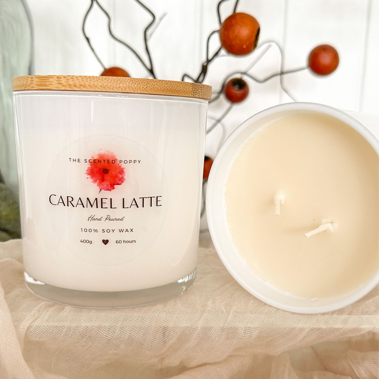 Triple-scented 100% Soy Candle Collection in Caramel Latte