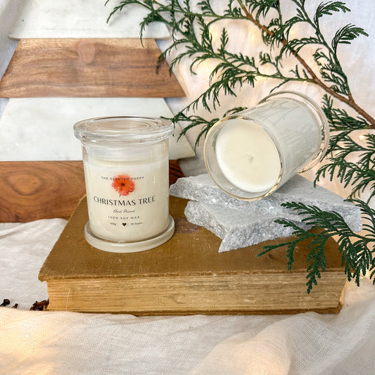 Christmas Tree 100% soy wax medium 30 hour candle Christmas