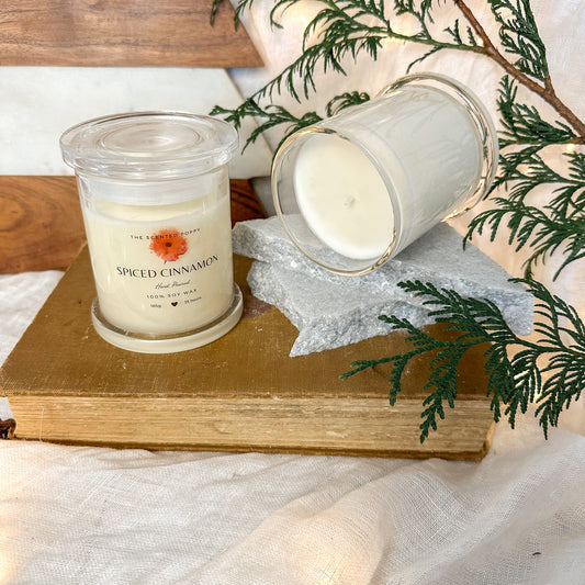 Spiced Cinnamon Christmas 100% soy wax medium 30 hour candle Christmas