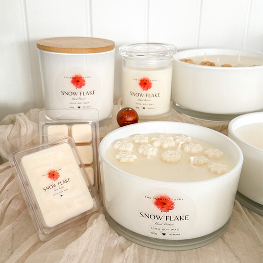 Snow Flake Triple Scented 100% soy Candle Collection