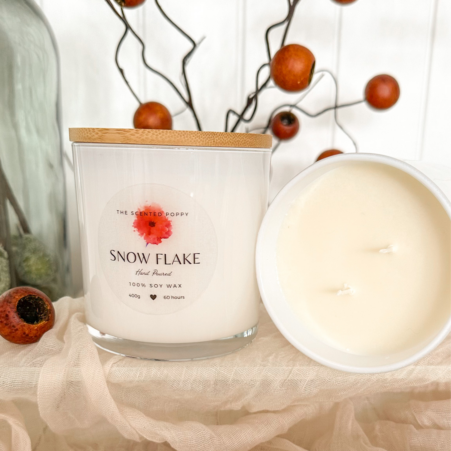 Snow Flake Triple Scented 100% soy Candle Collection